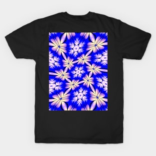 Blue and White Flower Pattern T-Shirt